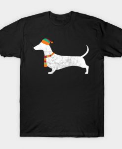 Dachshund winter beanie hat scarf T-Shirt AI