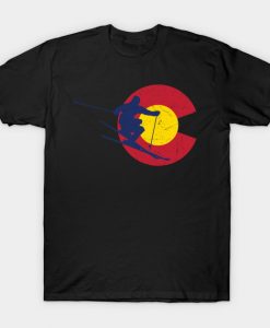 Colorado Flag Skiing Ski Apparel T-Shirt AI