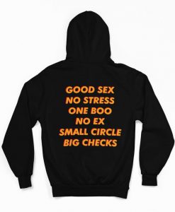 Good Sex No Stress One Boo No Ex Small Circle Big Checks Hoodie Back AI