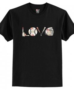 Love baseball Print T Shirt AI