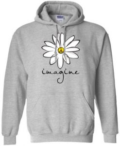 Imagine White Flower Hippie Peace White Hoodie KM