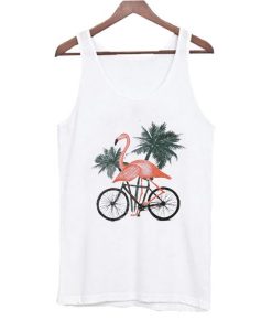 Flamingo Riding A Bicycle Tank Top AI