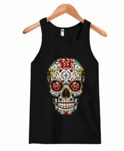 Sugar Skull Roses Eyes Day Of The Dead Tanktop