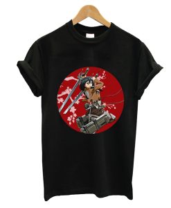 Attack on Titan Mikasa Ackerman – Red Circle T-Shirt AI