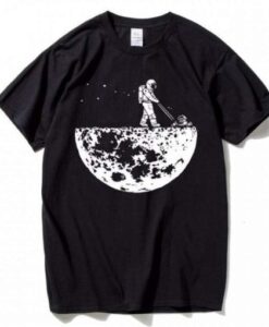 Astronaut Mowing The Moon Funny T Shirt AI